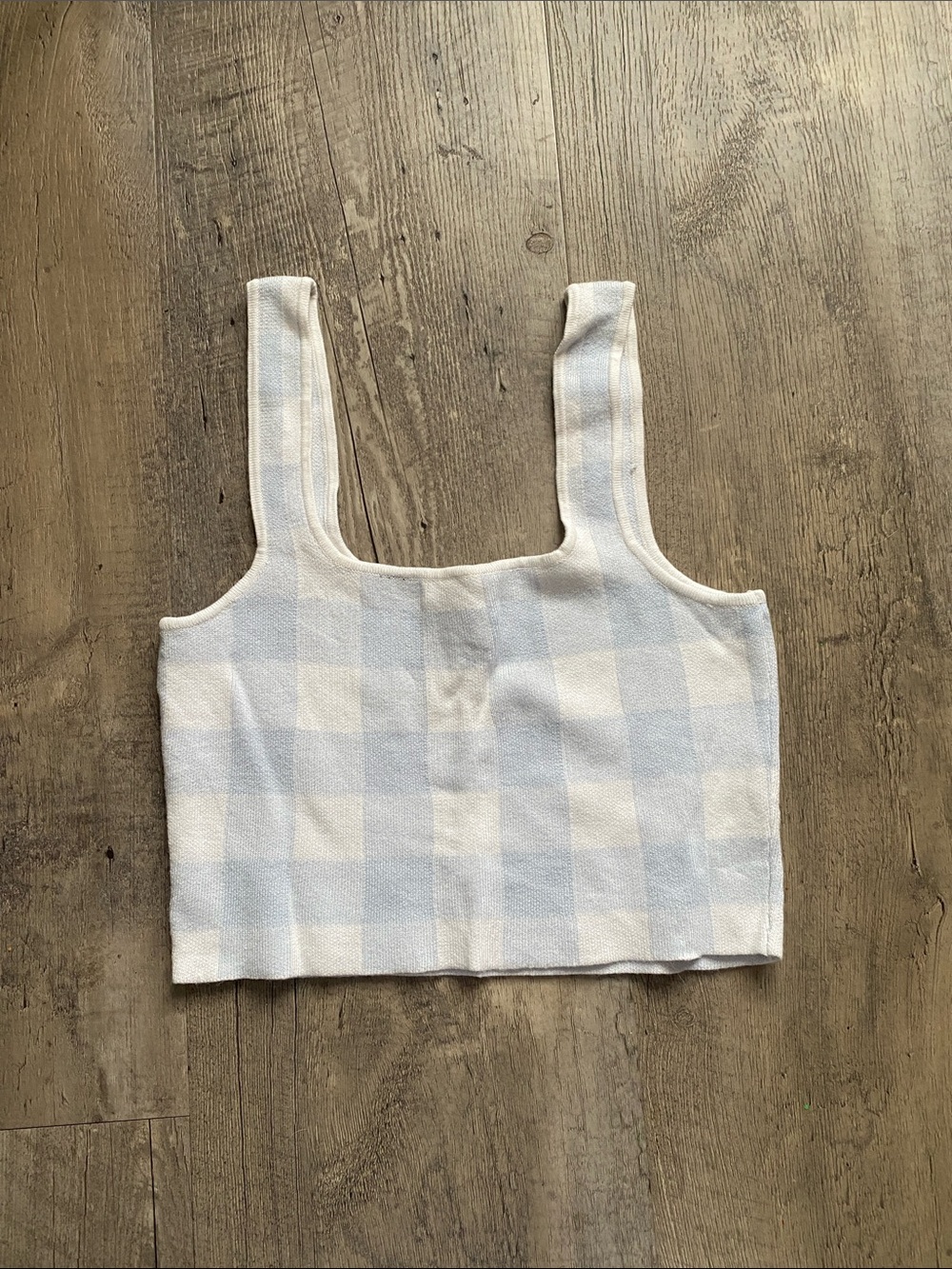 Forever 21 Blue and White Plaid Crop Tank